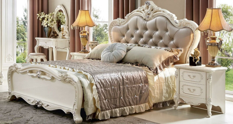 Klassiek Rococo Barok stijl bedden Lederen Chesterfield Tweepersoons Hotelbed Antiek