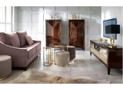 Garnituur woonkamer bank voetenbank kast tv meubel luxe houten bankstellen zithoek set nieuw 7-delig