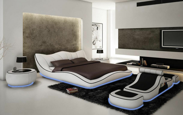 Modern ontwerp bed XXL Decoratieve bedden Luxe stijl Dubbel hotel leder