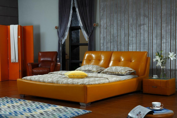 Ontwerper bed slaapkamer tweepersoonsbed bedden leer hotel luxe bekleding
