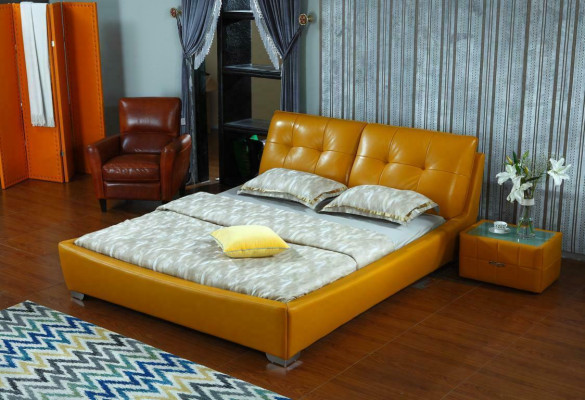 Ontwerper bed slaapkamer tweepersoonsbed bedden leer hotel luxe bekleding
