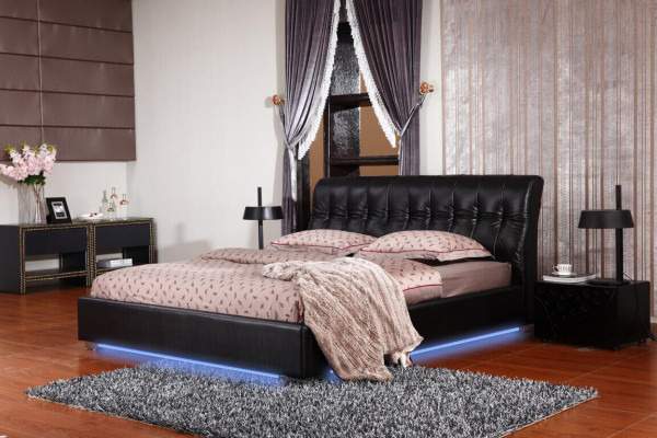 Ontwerper slaapkamer tweepersoonsbed bedden leren hotel luxe bekleding
