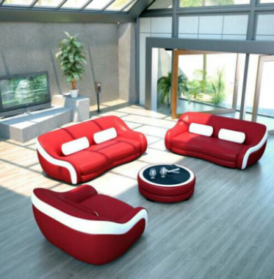 Bankstel Stoel Leder Ontwerp XXL Bekleding Bankstel Set Set 3+2 Zits