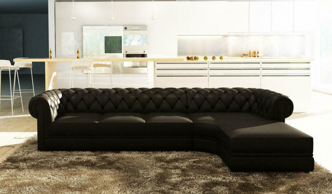 Klassieke Chesterfield gestoffeerde zithoek lederen zithoek woonkamerensemble