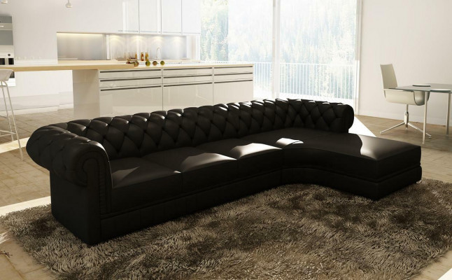 Klassieke Chesterfield gestoffeerde zithoek lederen zithoek woonkamerensemble