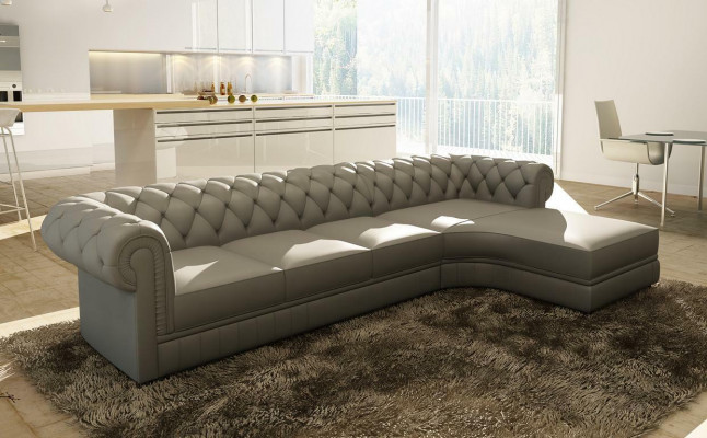 Klassieke Chesterfield gestoffeerde zithoek lederen zithoek woonkamerensemble