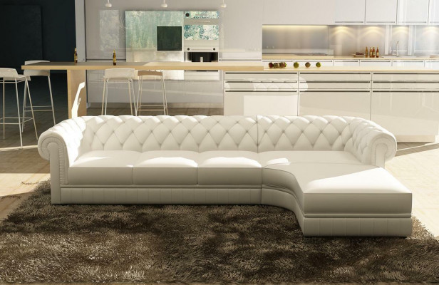 Klassieke Chesterfield gestoffeerde zithoek lederen zithoek woonkamerensemble