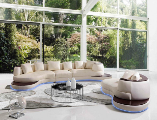 Moderne bankstel hoekbank leer bank bank stoffen ronde eiland