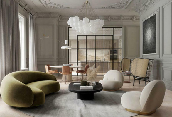 Ontwerp bank lounge bankstellen fluwelen bank 3 zits stof ronde club meubels hoekbankstellen