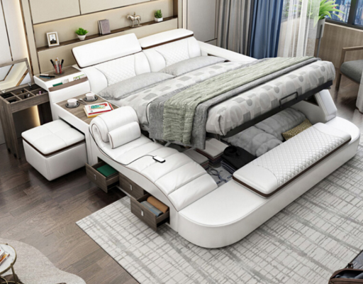 Luxe bed Leder bedden 180x200 multifunctionele slaapkamer ligplanken