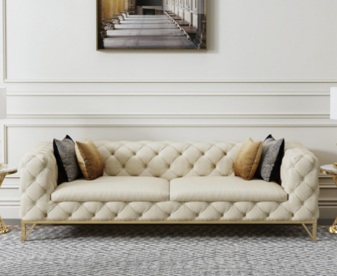Chesterfield Bank Bank Bekleding 3-zits Bankstellen Zitcombinatie Bankstellen Wit