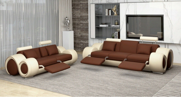 Sofaset Design Bankstel 3+2 Set Gestoffeerde Bank Lederen Woonkamersets