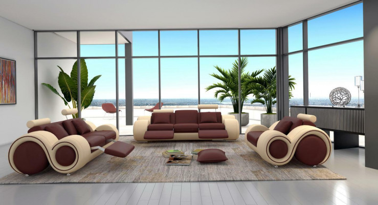 Sofaset Design Bankstel 3+2 Set Gestoffeerde Bank Lederen Woonkamersets