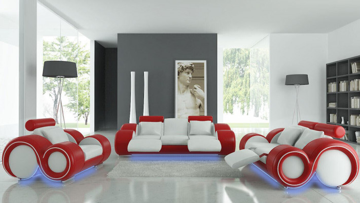 Sofaset Design Bankstel 3+2 Set Gestoffeerde Bank Lederen Woonkamersets