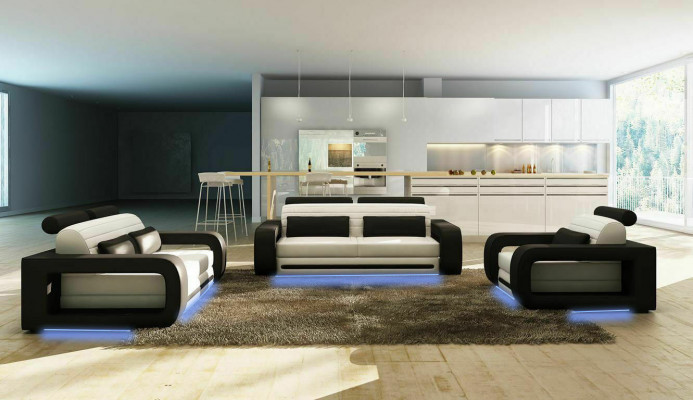 Leren bankstel Hoekbank Woonlandschap 3+2 zits Ontwerp Moderne bank Bankstel