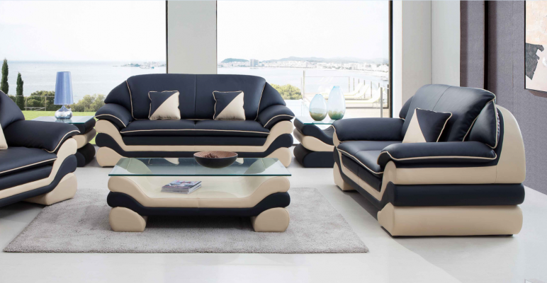 Leren bank Bank Woonlandschap 3+2 zitter Design bank Klassiek meubilair