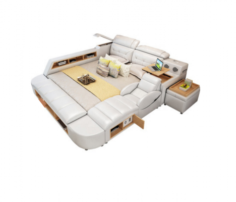 Dubbel Luxe Design Lederen Bed Overtrekbed USB Hotel Multifunctioneel