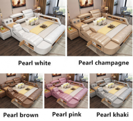 Dubbel Luxe Design Lederen Bed Overtrekbed USB Hotel Multifunctioneel