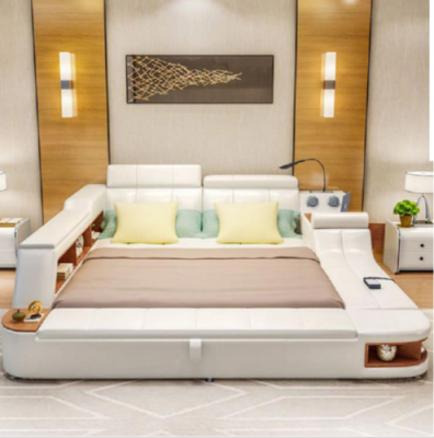 Multifunctioneel bed Luxe design leren bedden Hotel Dubbel opbergrek.