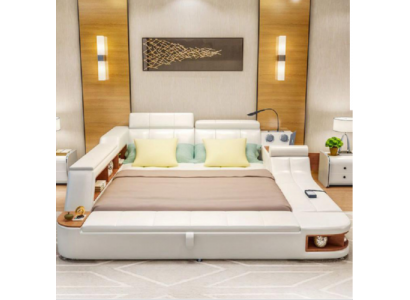 Multifunctioneel bed Luxe design leren bedden Hotel Dubbel opbergrek.