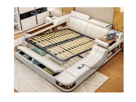 Multifunctioneel bed Luxe design leren bedden Hotel Dubbel opbergrek.