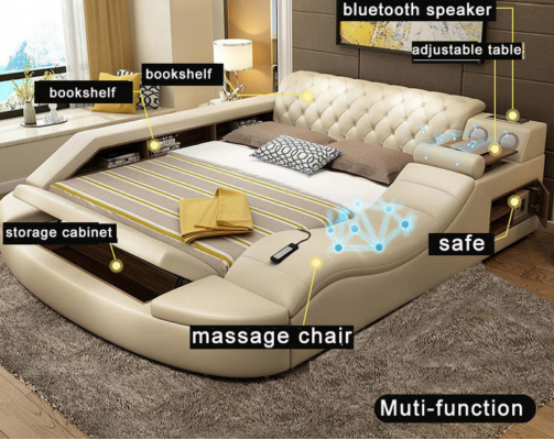 Multifunctioneel bed luxe ontwerp lederen bedden hotel dubbele plank