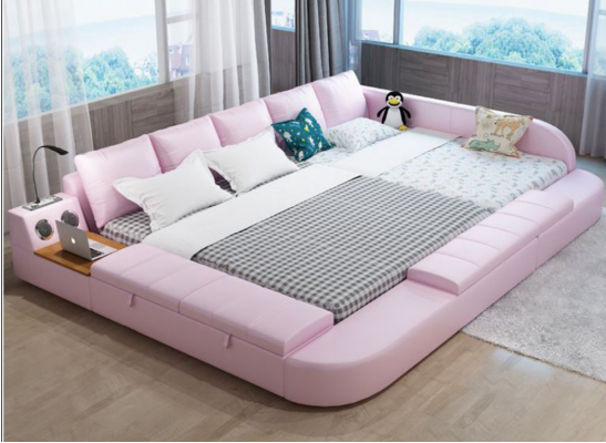 Multifunctioneel bankbed xxl Grote bedden met USB hotel lederen bekleding