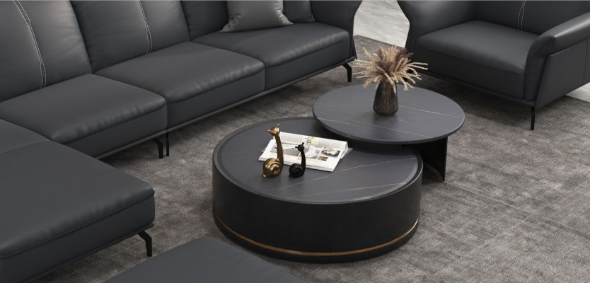 Dubbele salontafel woonkamer tafel salontafel bank bijzettafel rond.
