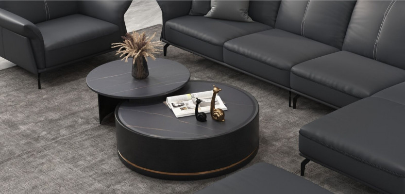 Dubbele salontafel woonkamer tafel salontafel bank bijzettafel rond.