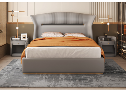 Grijs leren bedontwerp Slaapkamermeubilair Tweepersoonsbed Luxe hotel