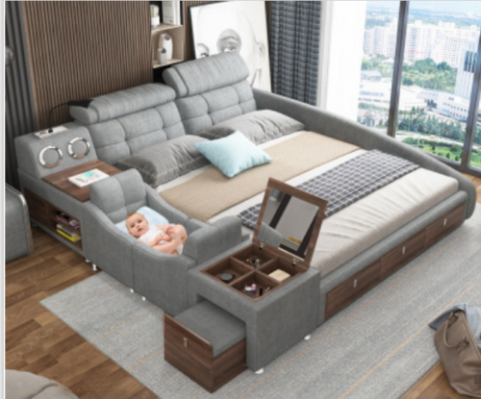 Leder bed Bedden Bekleding Dubbel Multifunctioneel 180x200 Lederen bedframe Design