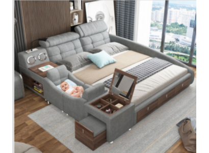 Leder bed Bedden Bekleding Dubbel Multifunctioneel 180x200 Lederen bedframe Design