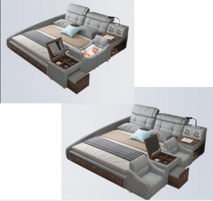 Lederen bedden gestoffeerd tweepersoons multifunctioneel 180x200 lederen bedframe design