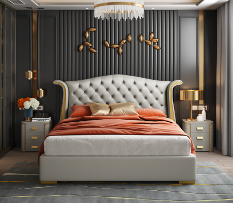 Luxe slaapkamer tweepersoonsbed bed 150/180x200cm hotelbedden leer
