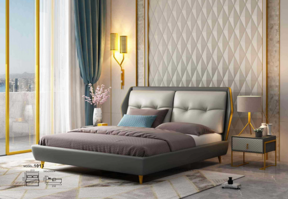 Ontwerp Leren Bed Luxe Gestoffeerde Bedden 180x200 Meubels Slaapkamer