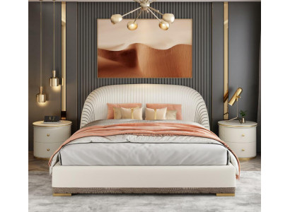 Designer tweepersoonsbed bed hotel luxe leer slaapkamer 150/180x200cm.
