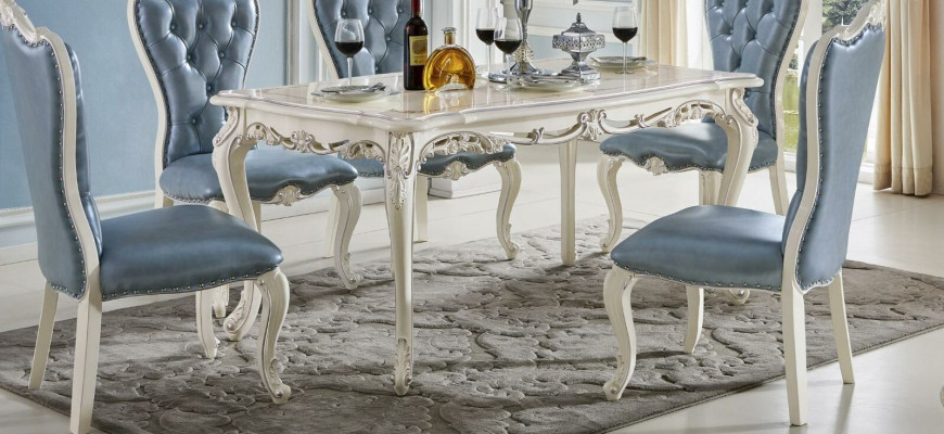 Klassieke massief houten meubels eetset eetgroep eetkamertafel set 7-delig.