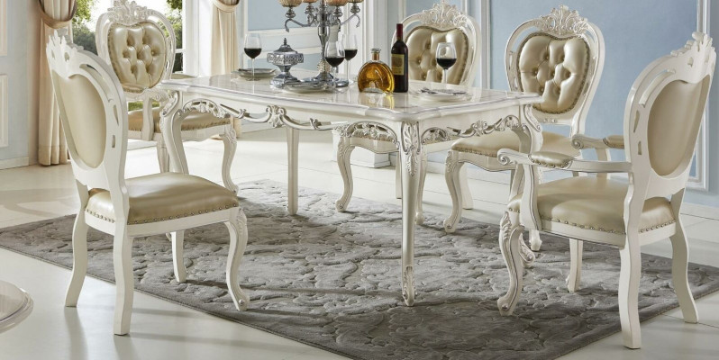 Eettafel massief hout Complete set 6 stoelen Set Eet eetkamer Tafels 7-delig