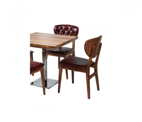 Eetset Tafel + x4 Chesterfield Armstoelen Set Groep Eetkamerset 5-delig.