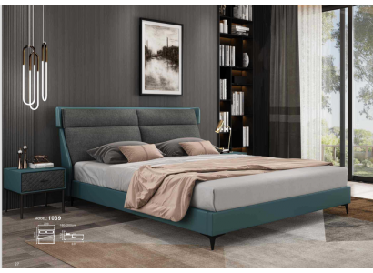 Klassieke luxe beddengoed van leer en textiel van hoge kwaliteit nieuw bed voor de slaapkamer.