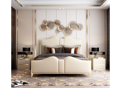 Tweepersoonsbed Bed Huwelijksbed Ontwerp Gestoffeerd Bed Ontwerppers Bed Leren Bedden