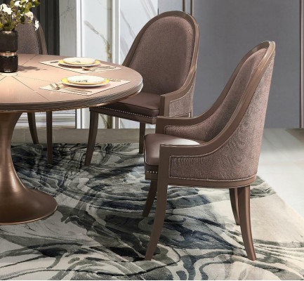 Eetkamer 1x Stoel Set Zitstoelen Gestoffeerde Rug Designer Echt Houten Fauteuil