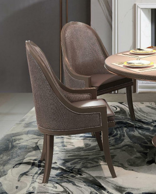 Eetkamer 1x Stoel Set Zitstoelen Gestoffeerde Rug Designer Echt Houten Fauteuil
