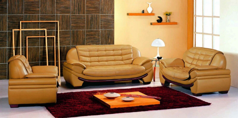 Sofa set bank kussen bank leer woonkamer zitplaatsen 3+2+1 set garnituren