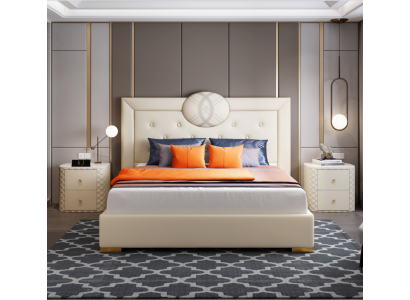 Luxe slaapkamer bed dubbel design gestoffeerde bedden meubels slaaphotel