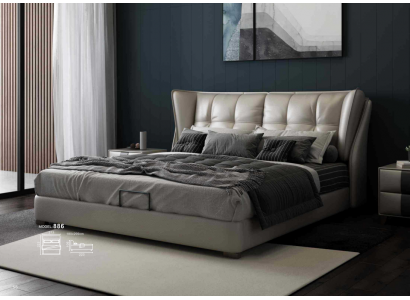 Grijze slaapkamer bedden gestoffeerd bed Chesterfield Italiaanse meubels