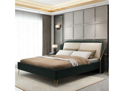 Luxe textiel bed dubbel ontwerp slaapkamer klassieke bedden groen