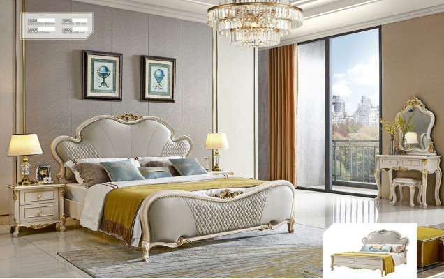 Kaptafel Bed 2x Nachtkastje Meubel Slaapkamer Set 5-delig. Massief hout
