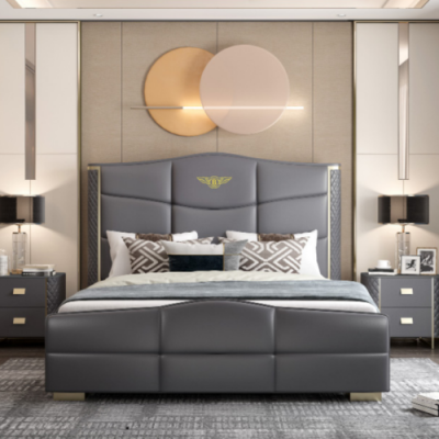 Ontwerp tweepersoonsbed lederen bed bedden bed lederen bekleding Huwelijk 180x200cm
