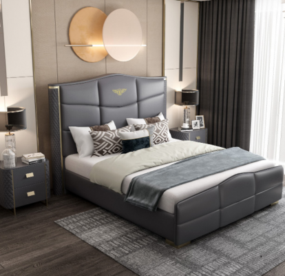 Ontwerp tweepersoonsbed lederen bed bedden bed lederen bekleding Huwelijk 180x200cm